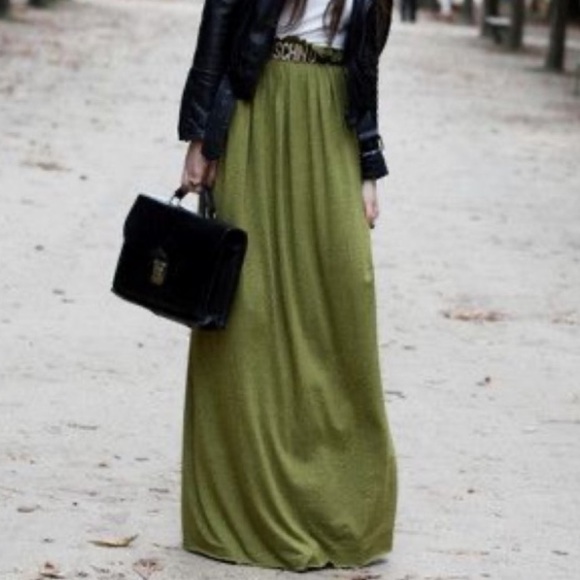 Olive Maxi Skirt - Picture 2 of 8